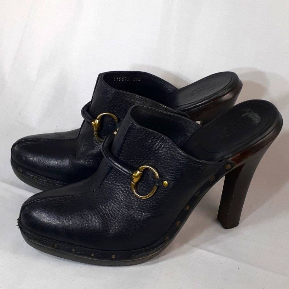 Gucci 90s leather mules heels platform